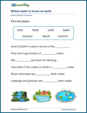 Science Worksheets For 4th Grade, Grade 2 Science Worksheets, Purification Of Water, Water Worksheet, Kindergarten Grammar, Worksheet For Class 2, Properties Of Water, Household Budget Template, Grade 2 Science