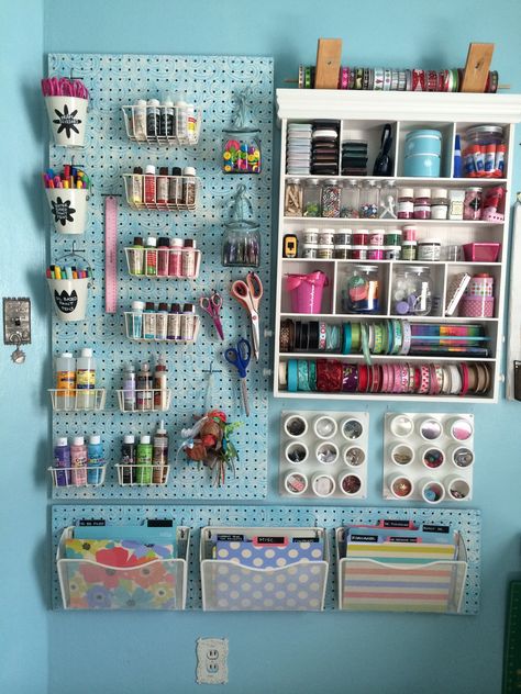 Get Seriously Organized, Pegboard Craft Room, Seriously Organized, Atelier Ideas, Supply Organization, Sewing Room Inspiration, Craft Shed, Sewing Room Storage, Room Organization Diy