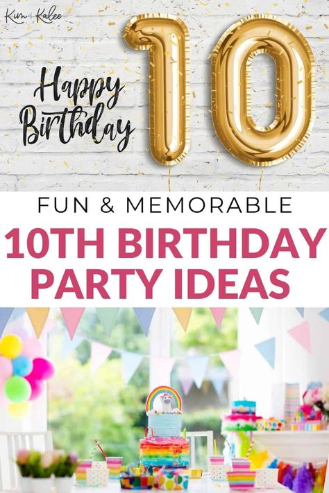 Whether you want to throw a big party or a small get together for your child, these 41 fun and memorable 10th birthday ideas will create memories that last a lifetime! 10th Birthday Party Themes For Girl, Ideas For 10th Birthday Party Girl, 10th Birthday Decoration Ideas, Girls 10th Birthday Party Themes, 10th Birthday Party Ideas Girl, Double Digits Birthday Ideas, Tenth Birthday Party Ideas, 20 Birthday Ideas, Double Digit Birthday Ideas