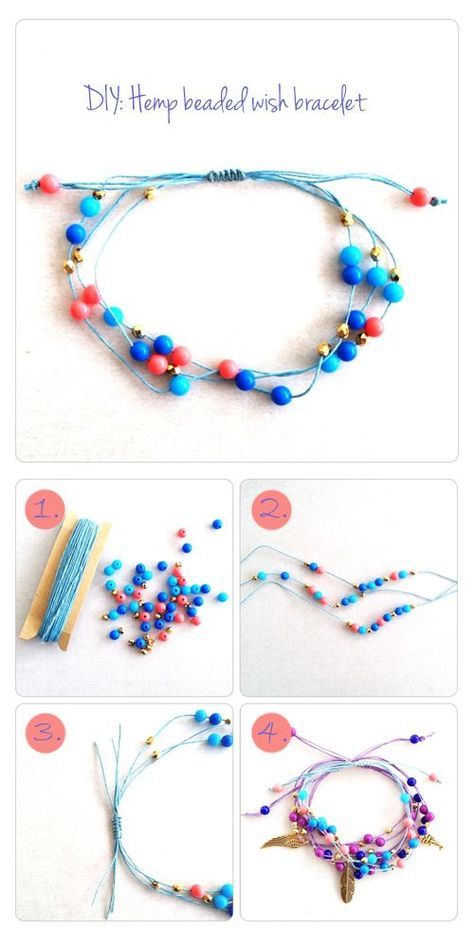 DIY: Hemp beaded bracelet tutorial Gelang Manik-manik, Hemp Jewelry, Diy Jewlery, Hemp Bracelets, Pulseras Diy, Pola Gelang, Armband Diy, Gelang Manik, Beaded Bracelets Tutorial