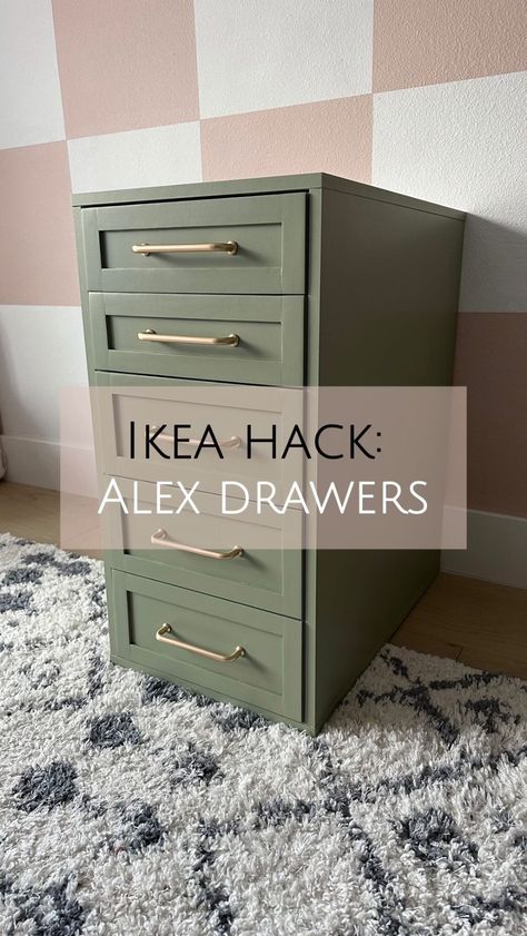 Ikea Desk Hack Small Spaces, Ikea Alex Grey Turquoise, Alex Drawer Handles, Ikea Alex Drawers Vanity, Ikea Office Furniture Hacks, Ikea Desk Alex Drawers, Ikea Sektion Desk, Painted Ikea Alex Drawers, Diy Ikea Drawers