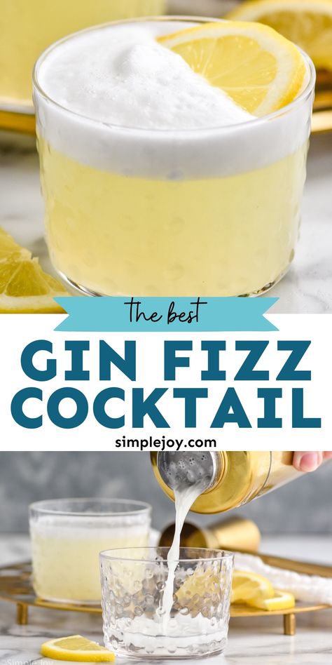 The Gin Fizz is a simple classic cocktail that needs to be added to your bar menu. It is easy to make, delicious, and perfect for party sipping. Gin Fizz Recipe, Best Gin Cocktails, Gin Fizz Cocktail, Fizz Cocktail, Food Recipes Ideas, Food Recipes Vegetarian, Gin Lemon, Best Gin, Sour Beer