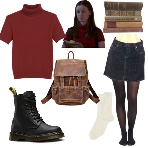 Dory Gilmore Outfits, Rory Gilmore Style School, Rory Gilmore Outfit Essentials, Plus Size Rory Gilmore Outfits, Rory Gilmore Outfit Inspo Fall, Rory Gilmore Png Clothes, Aesthetic Rory Gilmore Outfits, Rory Gilmore Red Outfit, Rory Gilmore Red Turtleneck