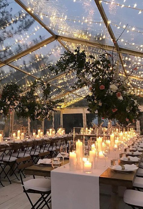 Wedding Lighting Ideas, Outdoor Tent Wedding, Tent Wedding Reception, Wedding Reception Lighting, Clear Tent, Tented Wedding, Wedding Lighting, Wedding Tent, Festa Party