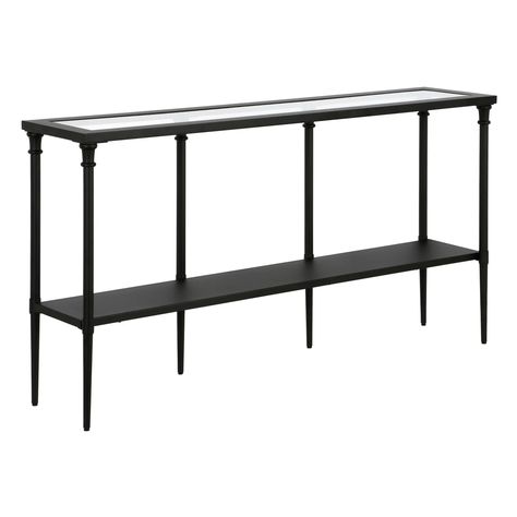 House of Hampton® Aaryanna 55'' Console Table & Reviews | Wayfair Modern Console Table, Industrial Console Tables, Metal Console Table, Metal Console, Glass Console Table, Metal Shelf, Modern Console Tables, Modern Console, Low Shelves