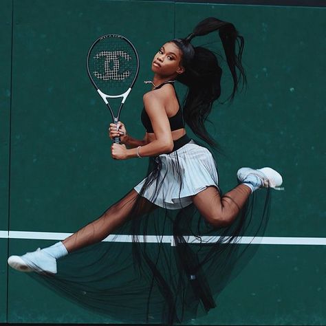 MoreThanCULTR on Instagram: “Happy birthday to @papchanel ✊🏾👑” Tennis Style Women, Sporty Photoshoot Ideas, Tennis Fashion Photography, Tennis Senior Pictures, Tennis Fashion Editorial, Court Photoshoot, Tennis Court Photoshoot, Tennis Photoshoot, High Fashion Photoshoot