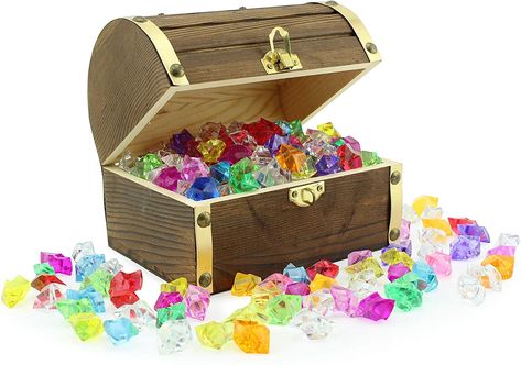 Wooden Treasure Chest, Chocolate Gold Coins, Pirate Toys, Novelty Decor, Pirate Treasure Chest, Pirate Theme Party, Island Theme, Jewelry Box Diy, Mermaid Theme Birthday