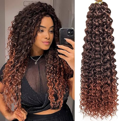 Amazon.com : GoGo Curl Crochet Hair for Black Women Water Wave Curly Crochet Hair Wavy Human Hair Deep Wave Beach Curl Crochet Synthetic Hair Extensions (18 inch(Pack of 6), T27/613) : Beauty & Personal Care Crochet Wedding Hair, Braids With Crochet Hair, Crochet Wavy Hair, Crochet Curl, Curl Extensions, Crochet Curly Hair, Crochet Extensions, Best Crochet Hair, Curly Hair Sew In