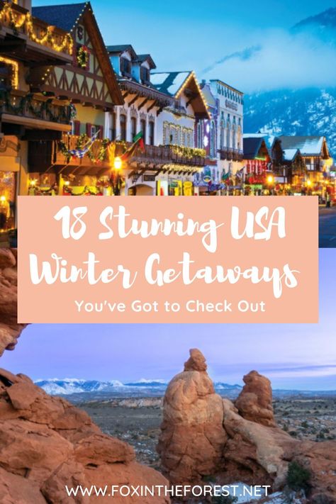 Winter Travel Destinations United States, Winter Birthday Trip Ideas, December Weekend Getaway, Winter Vacation Destinations, Midwest Winter Getaways, Winter Babymoon Destinations, Us Winter Travel Destinations, Christmas Travel Destinations Usa, Romantic Winter Getaways In The Us