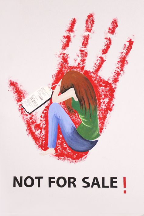 Stop Girl trafficking poster with poster colour Rangoli On Social Awareness, Trafficking In Women Poster, Awareness Drawing Ideas, Say No To Dowry Poster, Dowry Illustration, Social Evils Poster, Social Awareness Drawing, Social Awareness Posters Drawing, Save Girls Poster Drawing