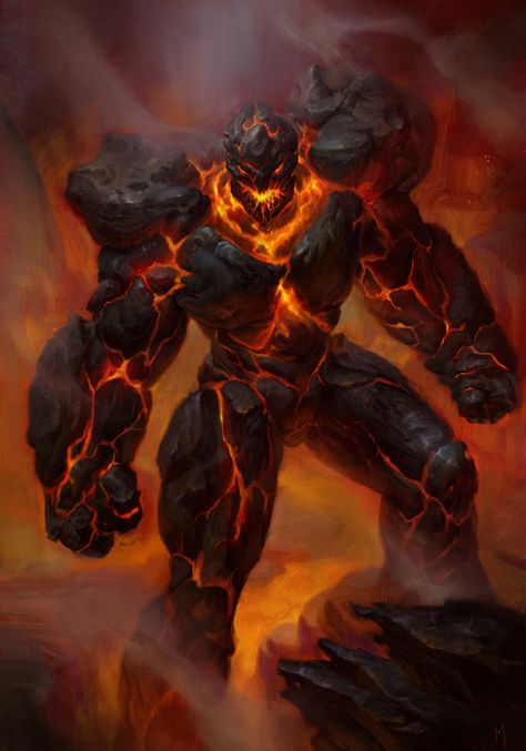 ArtStation - Magmak, Mauro Belfiore Air Elemental Art, Golem Rpg, Elemental Dnd, Lava Elemental, Lava Golem, Lava Monster, Mauro Belfiore, Fire Elemental, Creature Fantasy