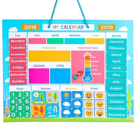 Weather Station For Kids, Preschool Charts, Emotions Preschool, Preschool Weather, Preschool Learning Toys, Classroom Calendar, Magnetic Calendar, Kids Mood, Kids Calendar