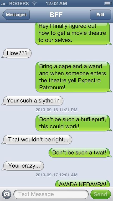 Text Convos// on Pinterest | Text Conversations, Funny Text ... Harry Potter Conversations, Things To Do With Your Harry Potter Friend, Slytherin Weasley, Text Convos, Harry Potter Friendship, Hilarious Harry Potter, Quotes Harry Potter, Harry Potter Texts, Harry Potter Pin