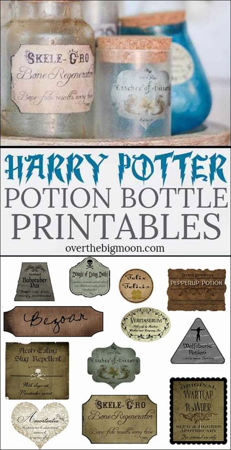 Harry Potter Potions Names, Harry Potter Potion Ingredients List, Potion Bottle Labels Free, Harry Potter Chemistry, Harry Potter Paper Crafts Free Printable, Harry Potter Themed Crafts, Classy Harry Potter Decor, Printable Harry Potter Potion Labels, Harry Potter Potions Labels Printables