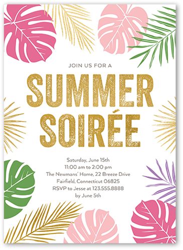 Celebrate summer with this stylish summer invitation. Make a splash with your photos and all the event details. Color: White. Sundowner Party Invite, Summer Invitation Card, Summer Soiree Invitation, Summer Favorite Things Party, Summer Birthday Party Ideas For Adults, Summer Theme Party Ideas For Adults, Summer Soiree Party Ideas, Summer Party Themes For Adults, Summer Theme Parties