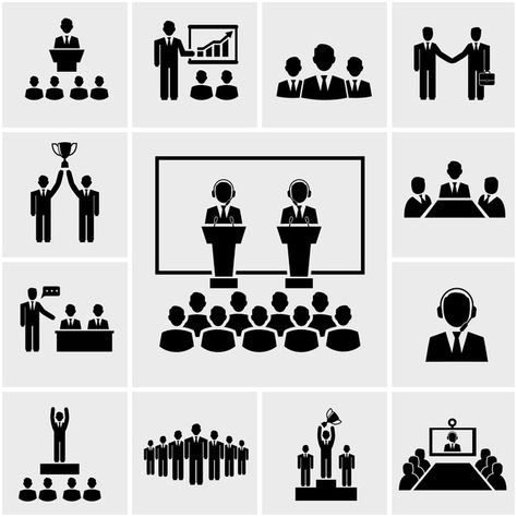 Vector silhouette business conference an... | Free Vector #Freepik #freevector #business Workshop Icon, Strategy Infographic, Communication Icon, Office People, Business Conference, Online Conference, Business Icons Vector, Vector Character Design, Effective Leadership