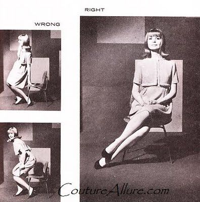 Couture Allure Vintage Fashion: How to Sit Like a Lady - 1968 How To Sit Like A Lady, How To Sit Elegantly, Sit Like A Lady, Ettiquette For A Lady, Etiquette Classes, Proper Etiquette, Lady Rules, Dining Etiquette, Etiquette And Manners