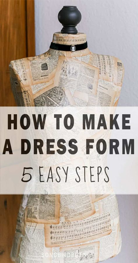 Make your own dress form with this simple tutorial. Lots of tips for making a duct tape mannequin yourself. It is way easier than you think! How To Use A Mannequin For Sewing, Couture, How To Make A Body Form For Sewing, Mannequin Sewing Pattern, Manniquine Diy, Diy Sewing Dress Form, How To Make A Custom Dress Form, Making A Dress Form Diy, Diy Dress Stand