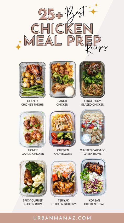 Looking for the best chicken meal prep recipes? Check out this ultimate list of 25+ best chicken meal prep recipes to try this week. Meal Prep For The Week Asian, Thai Chicken Meal Prep, Chicken Prep For The Week, Bjs Wholesale Meal Prep, Chinese Food Meal Prep, Loose Weight In A Week Meal Prep, Easy Meal Prep Bowls, Easy Meal Prep Dinners For The Week, Easy Meal Prep Recipes For Beginners