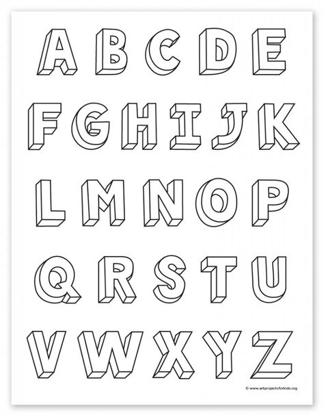 Designing Alphabet Letters, 3d Words Design, Different Alphabets Letters, Design Of Letters, How To Do 3d Letters, Calligraphy Alphabet 3d, 3 D Lettering Alphabet, Letter Art Drawing Design Alphabet Fonts, Alphabetical Letters Design