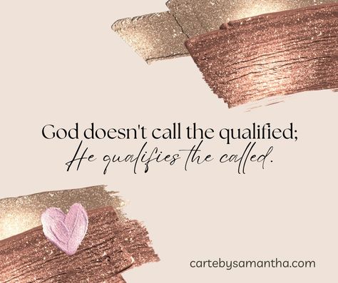 🌟 "God Doesn't Call the Qualified, He Qualifies the Called" 🌟 Ever feel like you're not quite ready for the task at hand? That's because God's way of working is beautifully unconventional. He doesn't wait for us to have all the right credentials or perfect qualifications. Instead, He sees our potential and equips us for the journey ahead. 🙌 So if you're feeling inadequate or unprepared for the path before you, take heart! God specializes in using ordinary people to accomplish extraordinary ... God Doesnt Call The Qualified Quote, He Qualifies The Called, Step Out In Faith, Feeling Inadequate, Take Heart, Ordinary People, The Journey, Cute Wallpapers, Feel Like