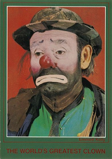 Emmett Kelly- Famous Clown- I remember my MamMaw had several collector plates of him Clown Vintage, Famous Clowns, Clown Images, Creepy Circus, Emmett Kelly, Circus Performer, Clown Paintings, Send In The Clowns, Circus Performers