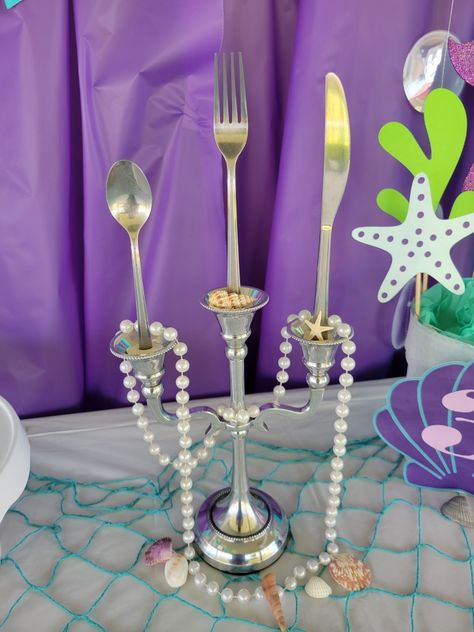 Little Mermaid Party Table, Mermaid Birthday Party Decorations Table, Little Mermaid Birthday Table, Mermaid Decoration Ideas, Ariel Birthday Party Table Decor, 2 Year Mermaid Party, Food Ideas For A Mermaid Birthday Party, Dessert Table Mermaid Theme, Under The Sea Birthday Table Decor