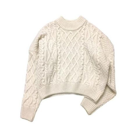 WHITE CREAM BRAID KNIT VOLUME BASIC WARM SWEATER (2955 DZD) ❤ liked on Polyvore featuring tops, sweaters, white sweater, cream knit sweater, creme sweater, white knit top and knit top White Cream Sweater, White Sweater Knit, White Knitted Jumper, Knitted White Sweater, Chunky Cream Sweater, White Sweater Aesthetic, Cream Sweater Outfits, Short White Sweater, Chunky Fall Sweaters