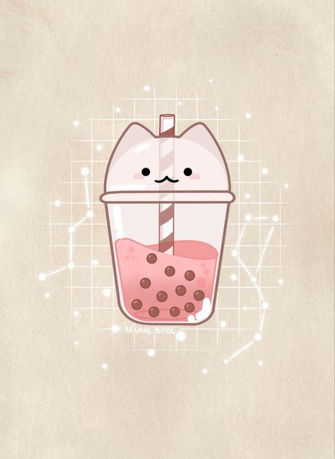 Kawaii Bubble Tea Drawing, Cute Bubble Tea Drawing, Cute Stickers Handmade, Cute Boba Tea Art, Cute Boba Drawings, Cute Boba Drawing, Boba Tea Aesthetic Drawing, Boba Drawings, Bubble Tea Drawing