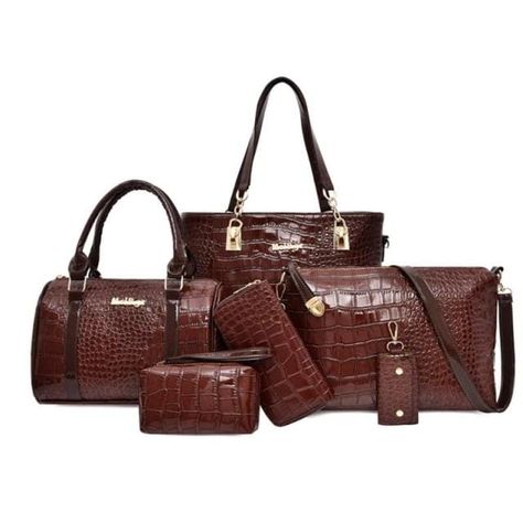 The Best Accessory Brown / China 6 Pc Alligator Pattern Shoulder Alligator Pattern, Luxury Crossbody, Messenger Handbags, Handbag Patterns, Luxury Designer Handbags, Card Bag, Shoulder Messenger Bag, Shoulder Tote, Leather Clutch