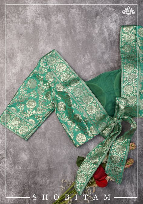 Banarsi Blouse Design Latest Back Neck, Brocade Blouses Designs, Rama Green Blouse Designs, Banarsi Saree Blouse Designs Latest, Kath Padar Blouse Pattern, Blouse For Banarasi Saree, Brocade Saree Blouse Designs, Banarsi Saree Blouse Design Back Neck, Banarasi Blouse Design Back