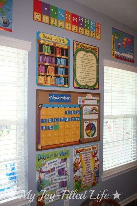 My Joy-Filled Life: Our Homeschool Room Reveal {finally}....one of my dreams!!! Homeschool Corner, Homeschool Room Design, Homeschool Room Organization, Preschool Rooms, Homeschool Decor, Homeschool Room, Homeschool Classroom, Homeschool Rooms, Homeschool Help