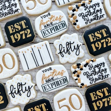 Essen, Big 50 Birthday Party Ideas, 50th Cookie Ideas, 50th Man Birthday Ideas, 50 Birthday Cake For Men Turning 50, Cookies For 50th Birthday Party, 50th Birthday Cake Ideas For Men Dads, Ideas For Men’s 50th Birthday, 50th Birthday Party Ideas Men