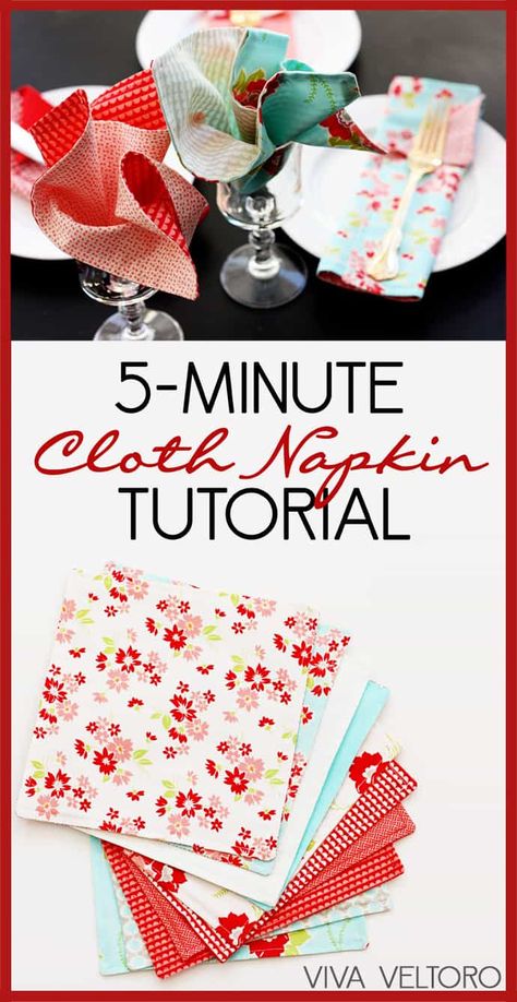 DIY 5-Minute Cloth Napkins Tutorial! - Viva Veltoro Trendy Sewing Projects, Diy Napkins, Diy Sewing Pattern, Cloth Napkin, Crafts To Make And Sell, Diy Sewing Projects, Sewing Projects For Beginners, Easy Sewing Projects, Sewing Gifts