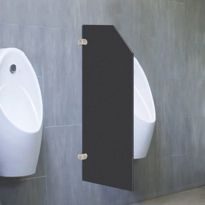 This urinal partition panel is specially designed for public restrooms, ingeniously creating a private space and effectively separating urinal areas, ensuring that every user can enjoy an unprecedented comfortable experience, making the process of using the restroom more relaxed. Crafted from high-quality materials and undergoing intricate processes, it boasts exceptional durability, ease of cleaning, and an elegant appearance, providing convenience for users. Color: Black | YYBUSHER Wall-Mounted Urinal Screen Toilet Partition in Black | 35.43" H X 15.75" W X 0.3" D | Wayfair Black, Urinal Partition, Toilet Partition, Partition Panel, Public Restrooms, The Process, 3 D, Color Black, Screen