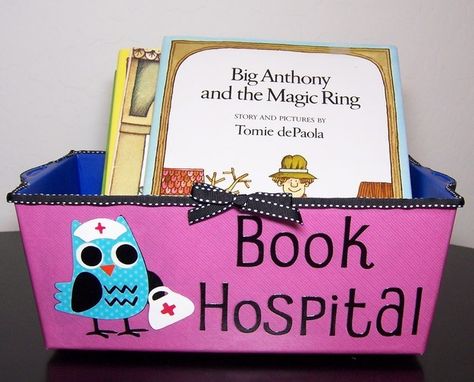 Turn a tub into a “book hospital.” | 35 Cheap And Ingenious Ways To Have The Best Classroom Ever Classroom Setup, Book Hospital, Owl Theme Classroom, Owl Classroom, Classroom Organisation, Owl Theme, New Classroom, Teacher Organization, Classroom Library