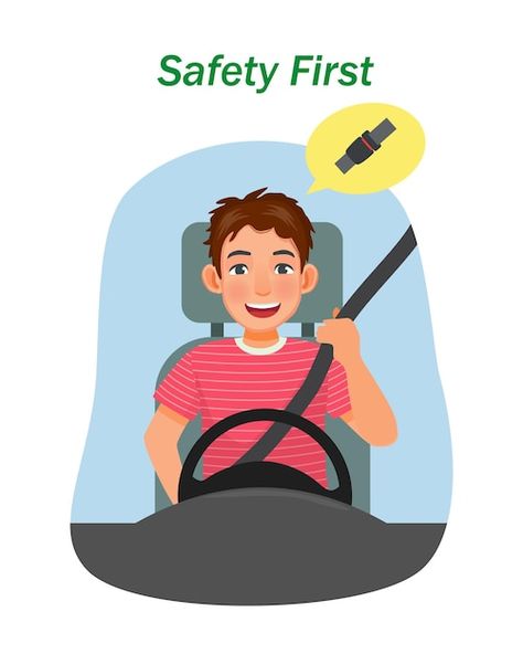 Car Seats, Gif For Powerpoint, Driving Safety, Safety First, Seat Belt, Young Man, Car Seat, Premium Vector