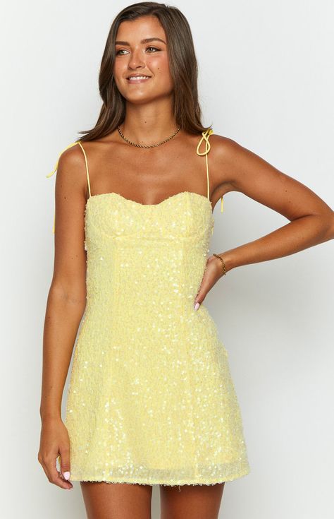 Yellow Sequin Mini Dress

How to style:
This gorgeous yellow sequin () dress is perfect for drinks with the girls or your next night out! Shimmer and shine, pair with dainty gold jewellery  ()and strappy heels  ()and you will be ready to dance the night away!

Features:
  
 * Light weight material 
 * Sequin 
 * Adjustable spaghetti straps 
 * Sweetheart neckline 
 * Mini length 
 * Invisible zip 
 * Lined Yellow Sparkle Dress, Yellow Dresses Hoco, Wizard Of Oz Hoco Theme Dress, Bright Colored Hoco Dresses, Fun Hoco Dress, Light Yellow Homecoming Dresses, Beach Hoco Dress, Mini Yellow Dress, Yellow Mini Dress Formal