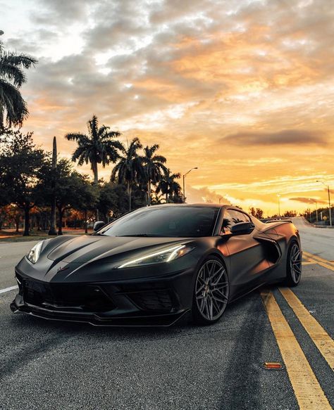 Corvette C7 Black, Black Corvette Aesthetic, Blacked Out Corvette, Black C8 Corvette, Corvette C8 Wallpaper, Black Corvette C8, Corvette Wallpaper, Corvette Black, Black Corvette