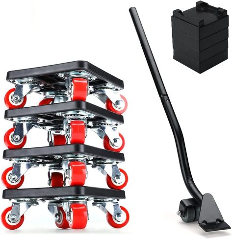 This furniture mover with wheels is made of high-quality materials and can support up to 600 lbs. Each dolly has 4 casters for easy 360-degree rotation, and the dollies can be connected to meet almost all your needs for moving kinds of furniture. They can be widely used to move heavy objects, such as sofas, beds, washing machines, and refrigerators. The package comes with 4 dollies, 1 lifter, and 4 jacks. Moving Dolly, Furniture Sliders, Furniture Dolly, Furniture Movers, Washing Machines, 360 Degree, Sliders, Washing Machine, Kitchen Design
