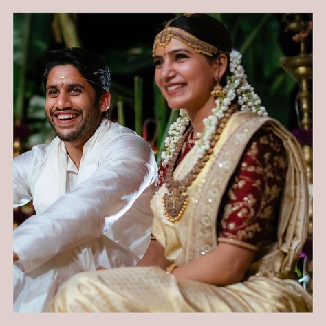 Meet Samantha Akkineni @samantharuthprabhuoffl a Sabyasachi bride wears an Ivory gold Kanjeevaram saree from our ‘Vasanthalaxmi’ Collection and pairs it with a red silk embroidered blouse.  Image Courtesy : @storiesbyjosephradhik  @bridesofsabyasachi  #Sabyasachi #TheWorldOfSabyasachi Samantha Marriage, Samantha Prabhu, Naga Chaitanya, Sabyasachi Mukherjee, Samantha Ruth Prabhu, Samantha Wedding, Samantha Akkineni, Sabyasachi Bride, Samantha Images