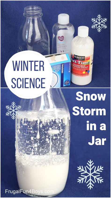 Northern Lights Preschool Art, Elementary Winter Crafts, Penguin Experiment, Snow Storm In A Jar, Storm In A Jar, Snowstorm In A Jar, January Planning, Planning 2023, Winter Science Activities