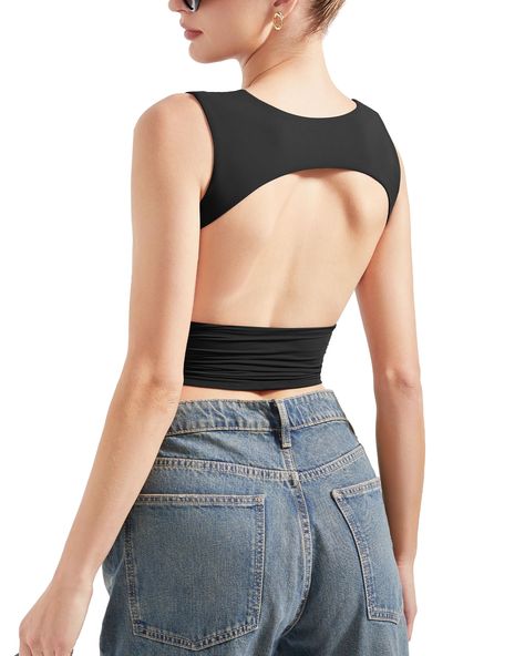 PRICES MAY VARY. Sexy Backless Basic Tank Tops: Open back club tops, Sleeveless crop Tee, Waist ruched slim fit shirts Buttery Soft Double Lined Tops: 76% Polyamide, 24% Elastane, Fits everybody collection, High-stretch and Breathable, Double layer fabric, Not see through Trendy Y2k Going out Top: Summer cute crop tops, Fashion street casual plain shirts Occasion: This basic shirt is perfect for going out, date night, holiday, night out, party, home, casual, dailywear Size: (Our size chart) XS=U Backless Top Diy, Inhaler Concert, Crop Tops Fashion, Basic Crop Tops, Backless Tank Top, Basic Shirt, Club Tops, Backless Top, Tops Fashion
