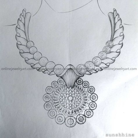 Couture, Choker Necklace Drawing, Jewelry Design Necklace Drawing, Jwellary Design Drawing, How To Draw Necklace, How To Draw A Necklace, Necklace Sketch Design, Gold Necklace Designs Antique, Jewelry Design Drawing Necklaces