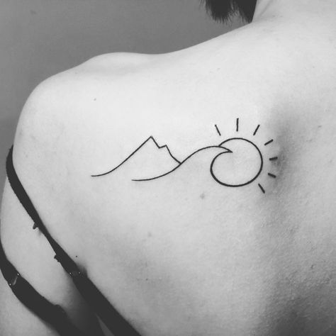 Nature lover minimalist tattoo- Mountain tattoo- Wave tattoo Tattoo Inspiration, Mountain Tattoo Simple, Tattoo Trend, Shape Tattoo, Inspiration Tattoos, Disney Tattoo, Detailed Tattoo, Initial Tattoo, Mountain Tattoo