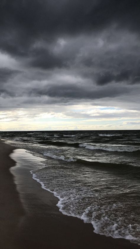 Beach In The Rain, Rain Beach Aesthetic, Rain In Ocean, Beach Rain Aesthetic, Rain On Beach, Beach Night Wallpaper, Raining At The Beach, Black Beach Aesthetic, Blue Waves Aesthetic