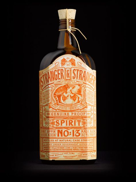 Stranger&Stranger Typography Packaging, Stranger And Stranger, Bottle Images, Alcohol Packaging, Cool Packaging, Vermouth, Bottle Packaging, Pretty Packaging, Creative Packaging