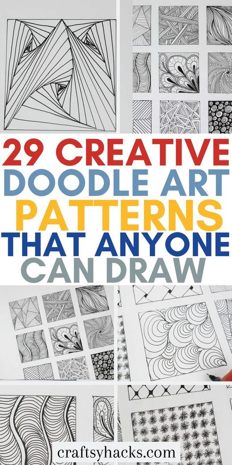 Are you into doodle art drawing? You will love these drawing ideas to doodle all day. We include an easy drawing tutorial for these fun and easy patterns. Great Drawing Ideas, Sharpie Doodle Ideas, Doodle Art Flowers Zentangle Patterns, Doodle Tutorial By Doodillusion, How To Draw Zentangle Patterns, Zen Doodle Art For Beginners, Simple Line Drawing Ideas, Relaxing Doodle Ideas, Drawing Ideas Easy Doodles Pattern Simple