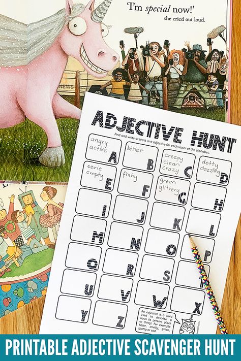 Adjective Games Activities, Adverbs Game, Fun Grammar Activities, Adjective Games, Adverb Activities, Adjectives Lesson, Teaching Adjectives, Adjectives Activities, 30 Day Writing Challenge