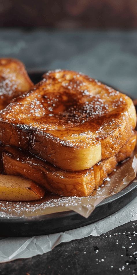 Apple Cinnamon French Toast [50 Minutes] – Chasety Essen, Honey French Toast, French Toast Brunch Ideas, Breakfast To Take To Work, French Breakfast Ideas, Cinnamon French Toast Recipe, Apple Cinnamon French Toast, Churro French Toast, French Toast Brunch